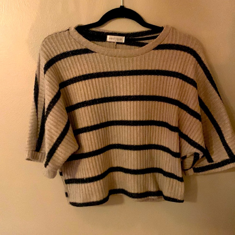 Vestique cropped striped sweater!